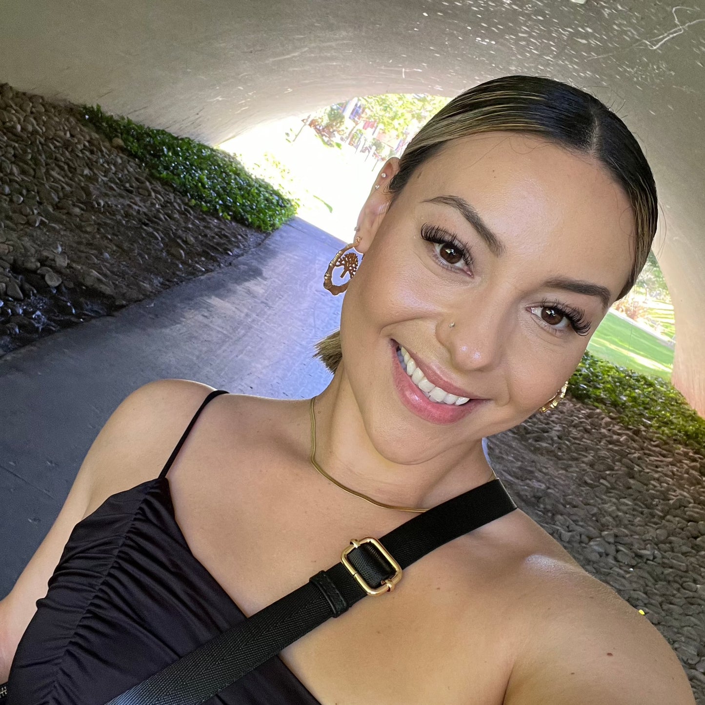 Oakland, California Bamboo Hoop earrings for women.