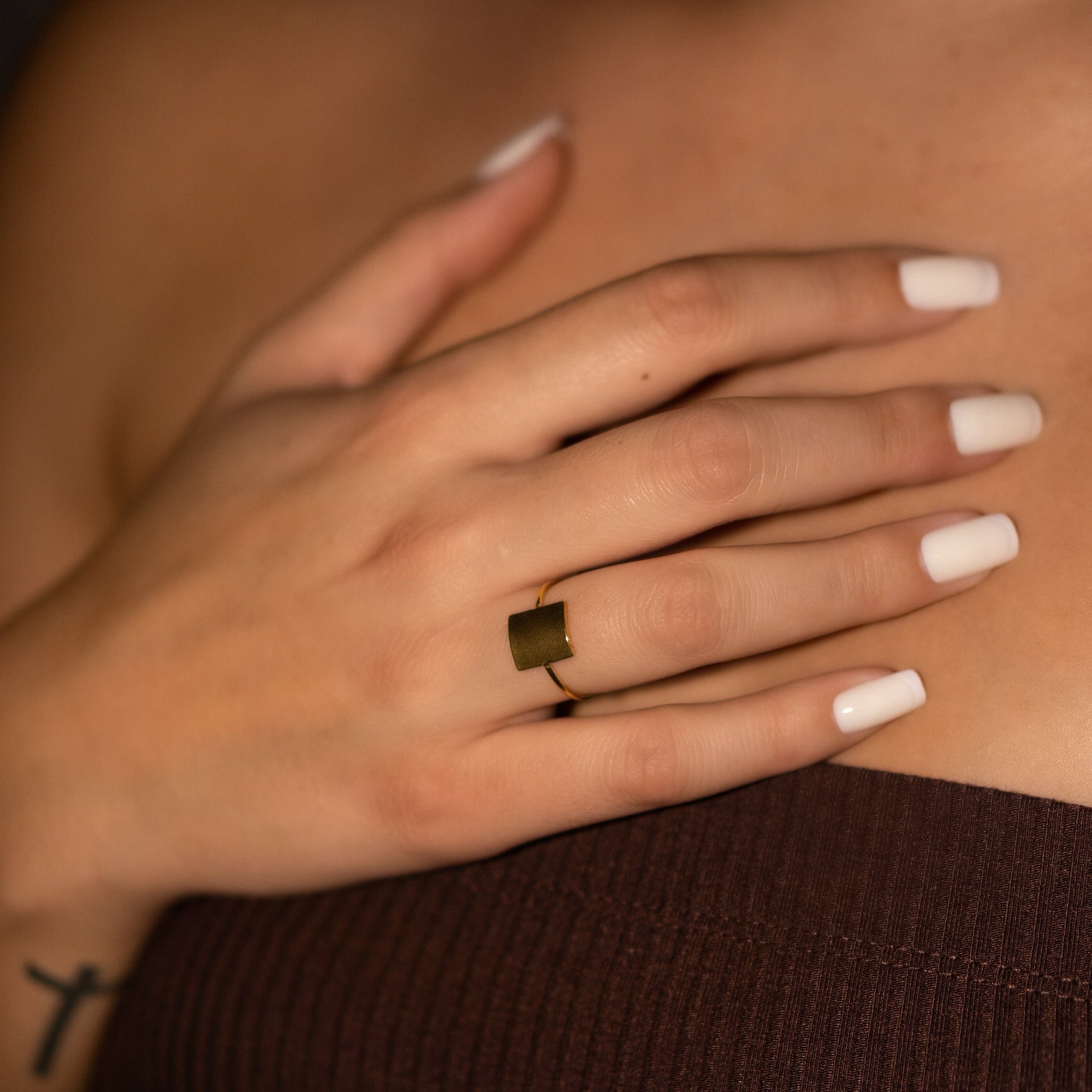 Gold Rings for Women and Teens, 18K Simple Gold Rings, Water Resistant Jewelry, Square Rings, Quality, and Long-Lasting, Dainty Ring, Cute Gold Rings Set for Teen Girls.