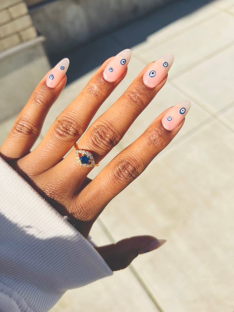 Evil Eye Ring. Custom-made Evil Eye Ring that is adjustable, 18k gold Plated, made with shiny Rhinestones and is water-resistant. Evil eye jewelry. Evil eye ring. Evil eye protection. 