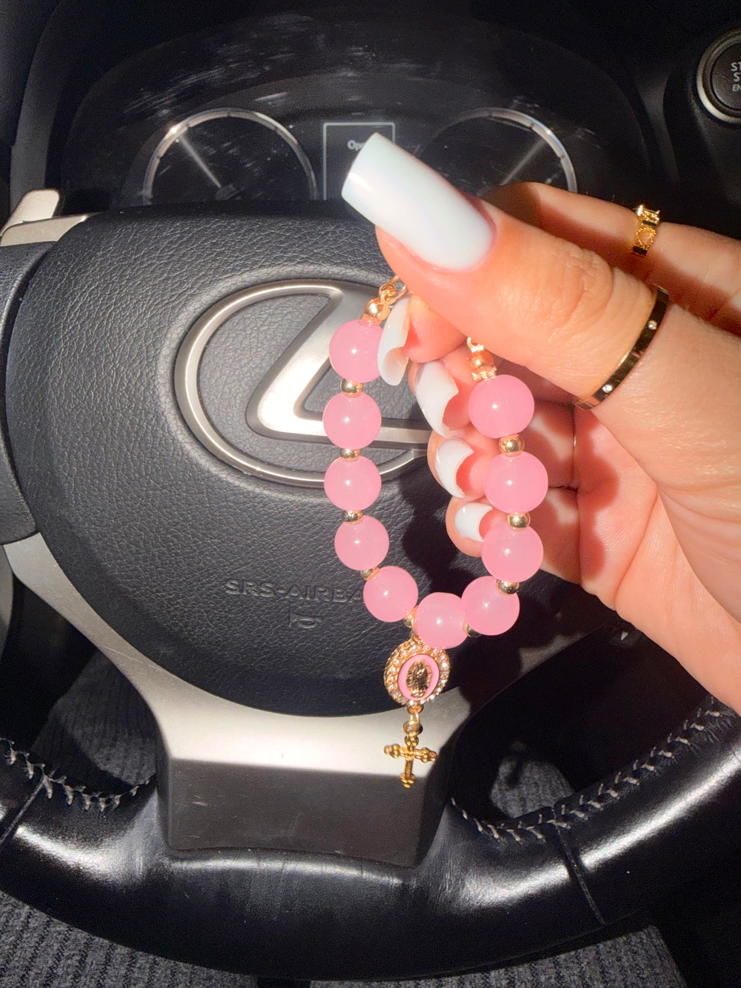 Steering Wheel/Purse/Key Chain Rosary Charm