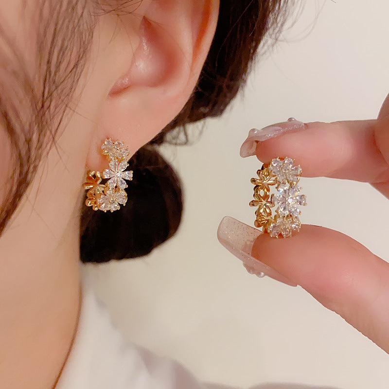 Flower Rhinestone Hoops