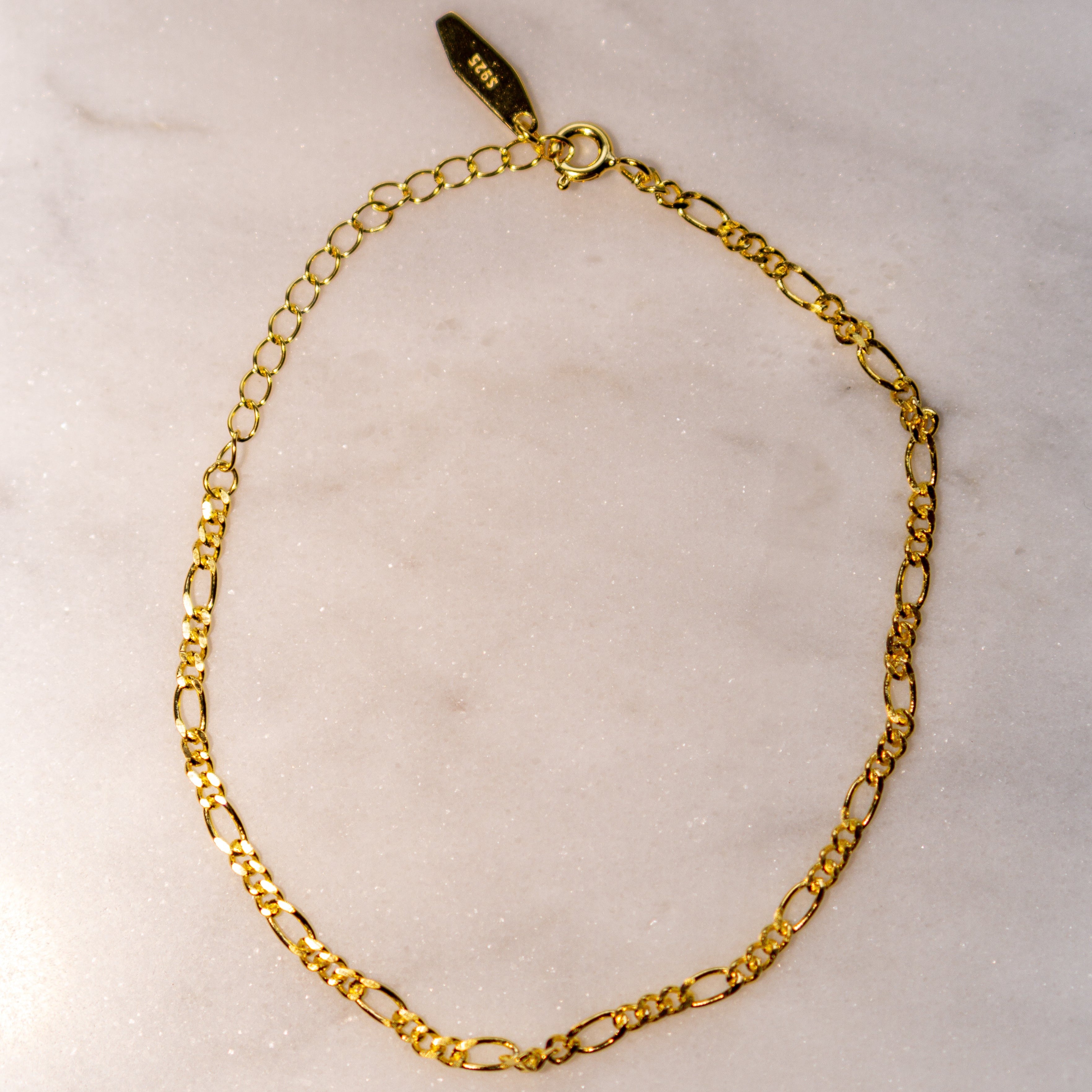 Figaro Bracelet in White Gold  4mm  The GLD Shop