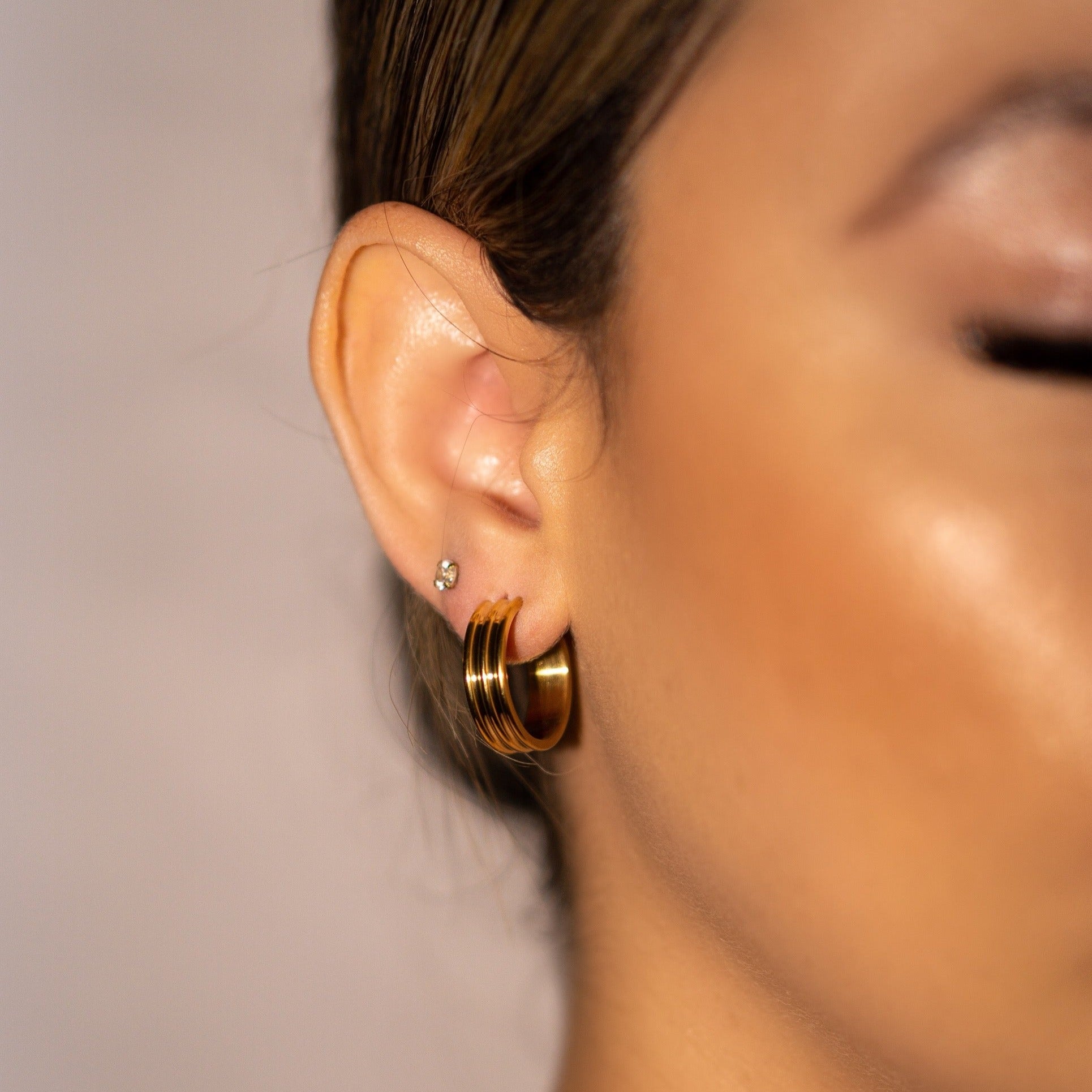 Women's and Girls 18k Gold Plated Earrings; Dainty Earrings; Simple Earrings; Stripped earrings. Affordable Earrings and Jewelry; Cute Earrings; Cubic Zirconia Earrings; Small Jewelry Business. 