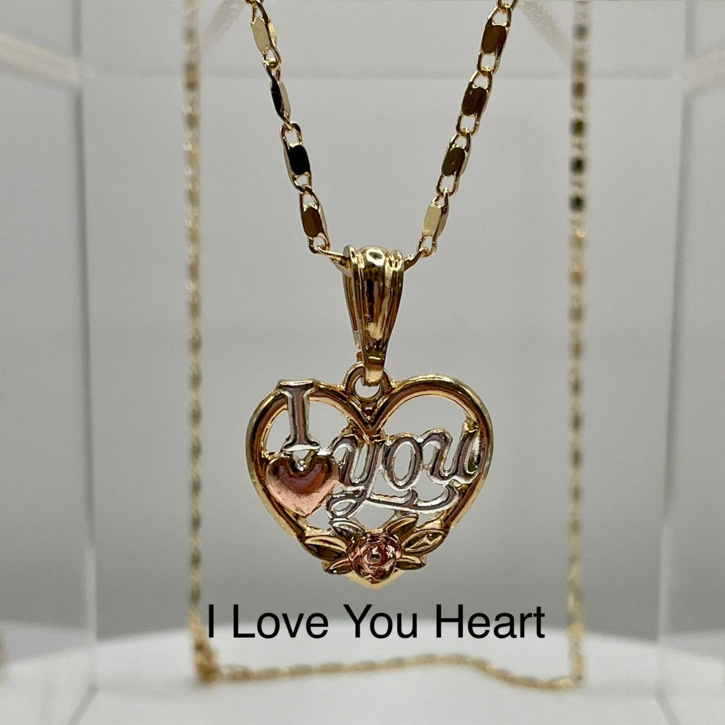 i love you heart gold pendant. Heart pendant. Gold pendant. Gold plated pendants.