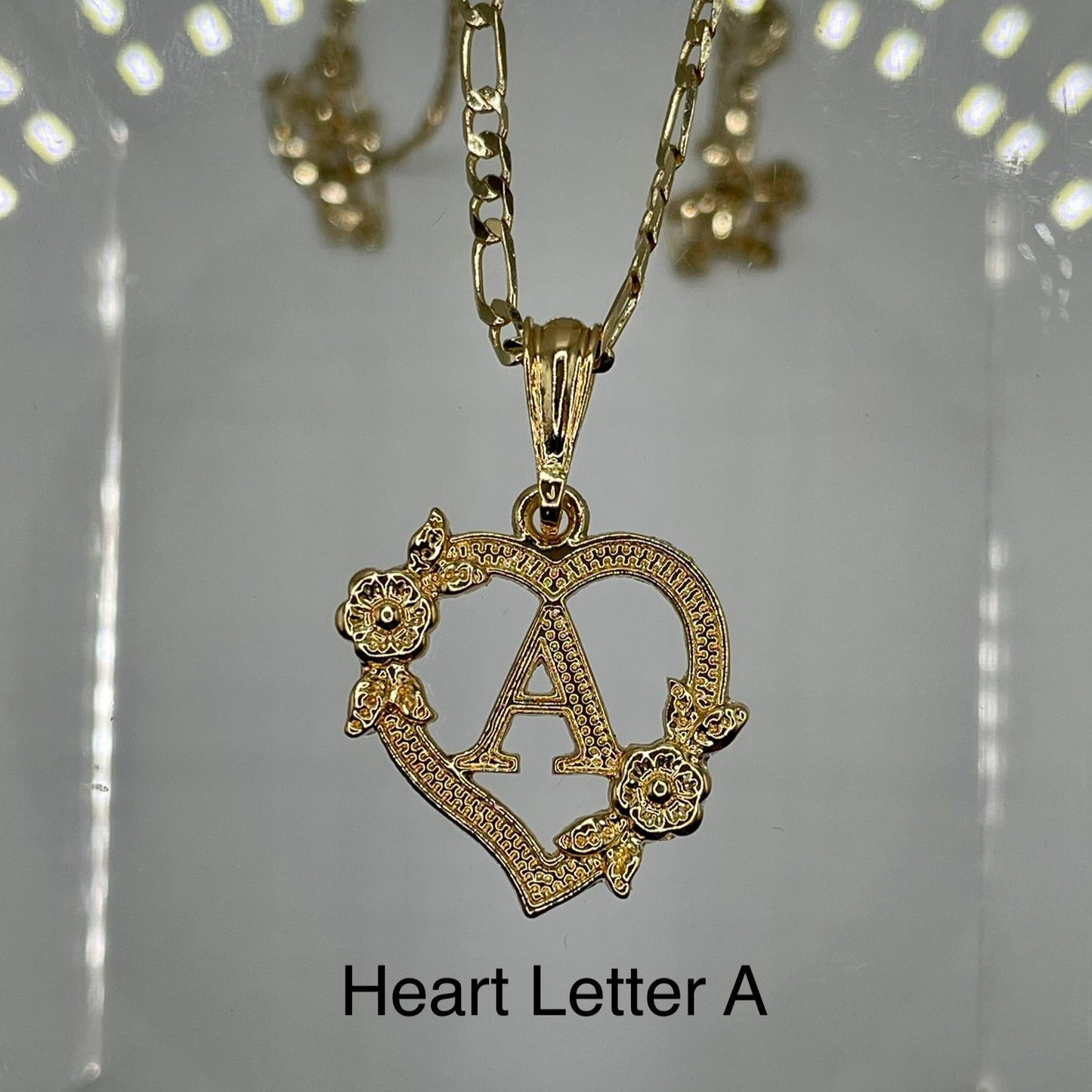 Heart letter A pendant. Gold heart pendant. Letter pendants.
