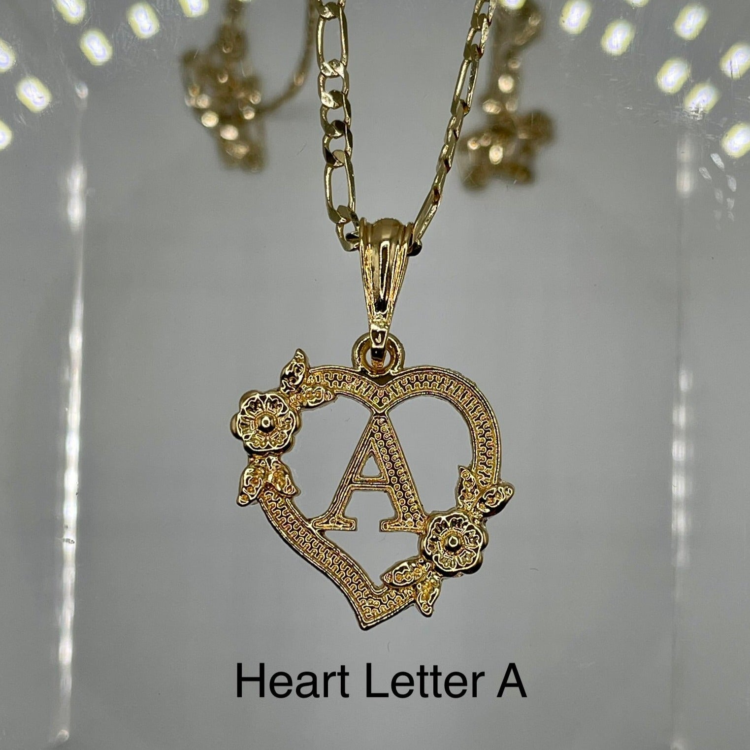 Heart letter A pendant. Gold heart pendant. Letter pendants.