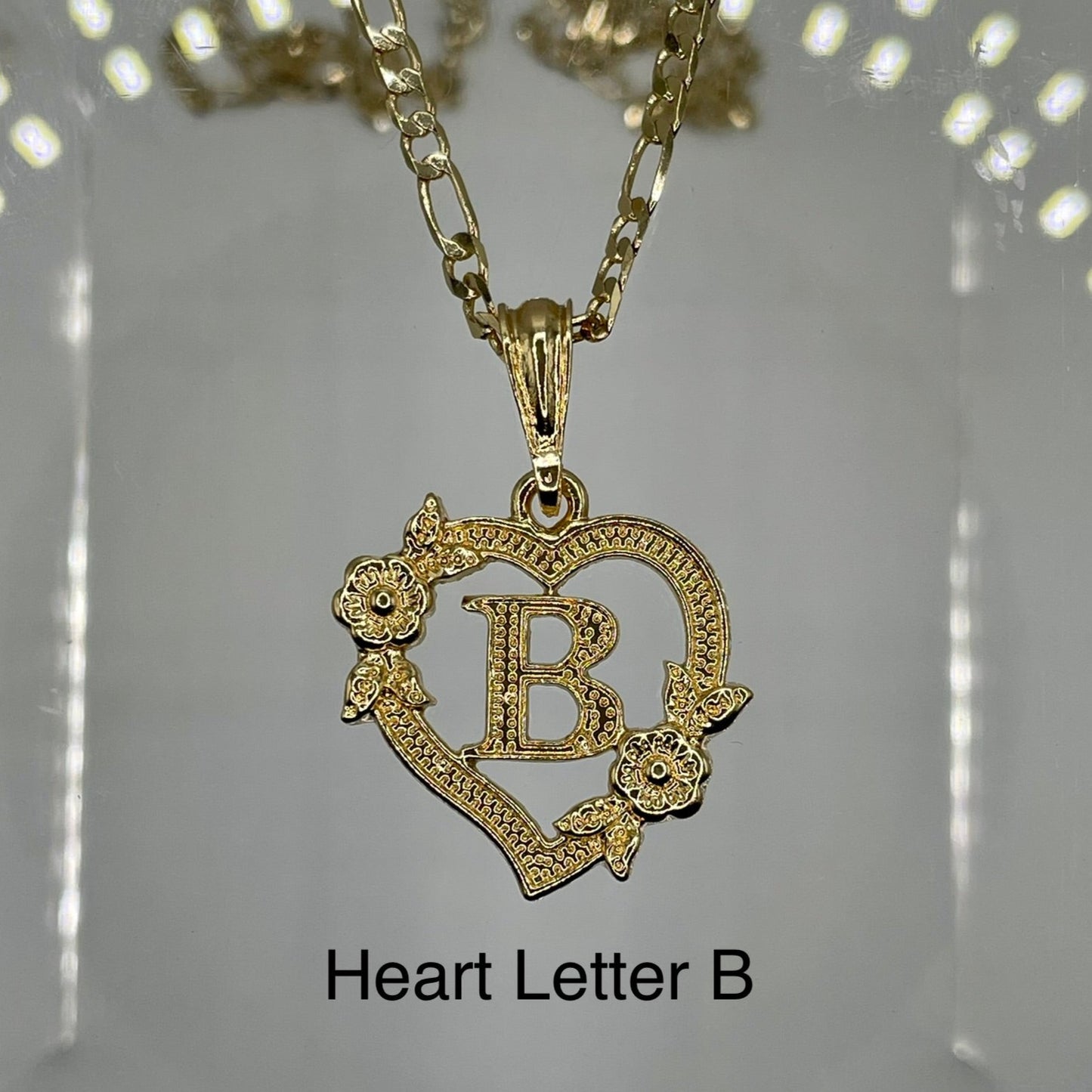 Heart letter B pendant. Gold heart pendant. Letter pendants.