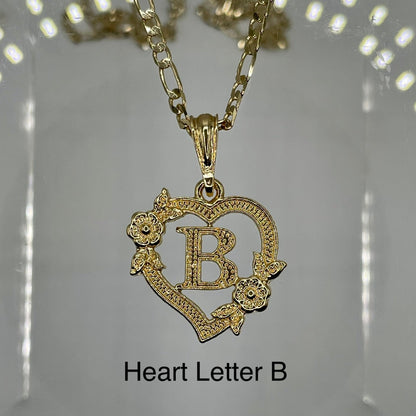 Heart letter B pendant. Gold heart pendant. Letter pendants.