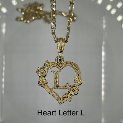 Heart letter L pendant. Gold heart pendant. Letter pendants.