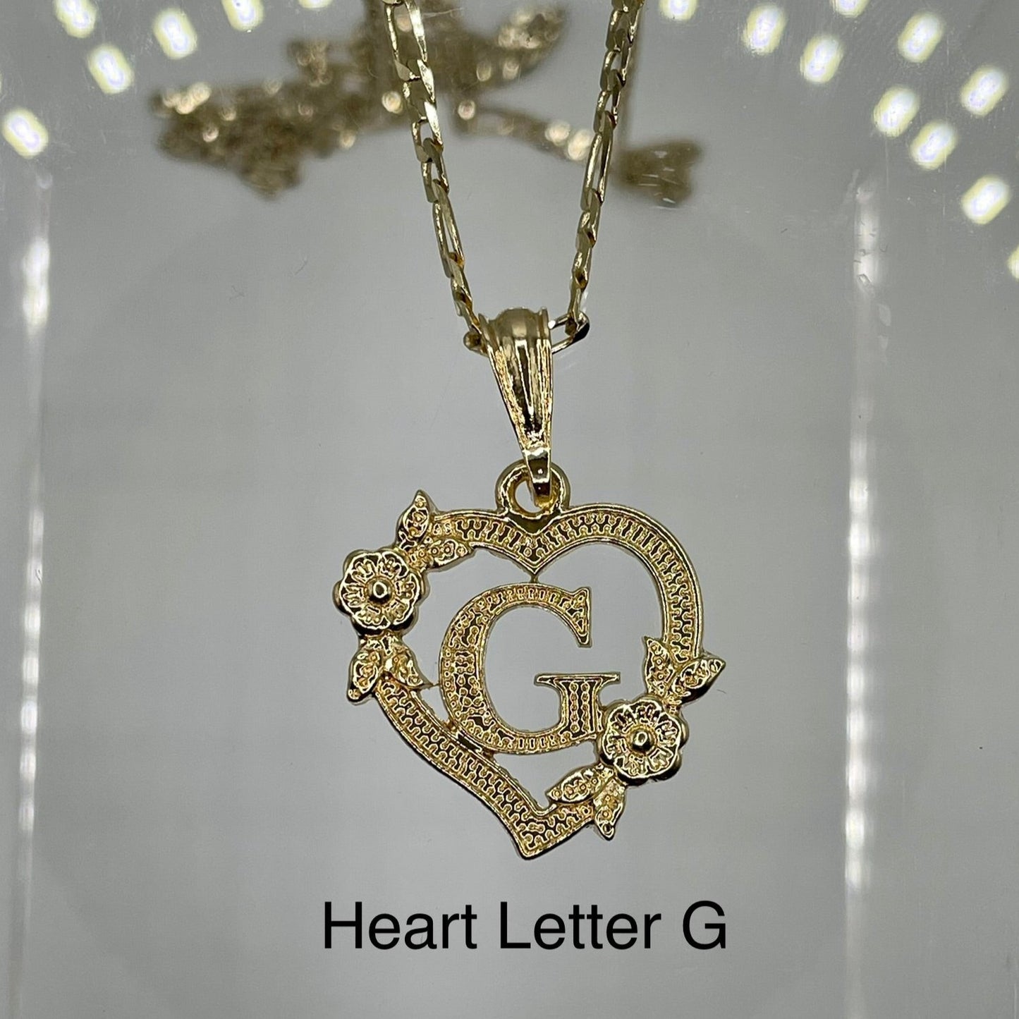 Heart letter G pendant. Gold heart pendant. Letter pendants.