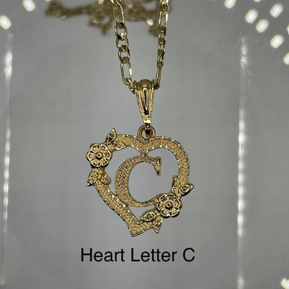 Heart letter C pendant. Gold heart pendant. Letter pendants.