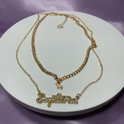 Sagittarius necklace. Gold plated zodiac necklaces. Zodiac name necklaces. Zodiac sign necklaces with zodiac sign pendants. Zodiac name necklaces. 